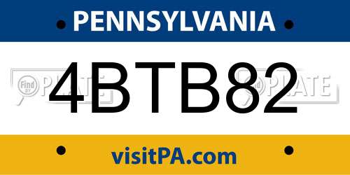 4BTB82 Pennsylvania License Plate