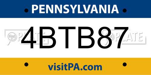 4BTB87 Pennsylvania License Plate