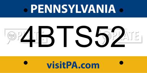 4BTS52 Pennsylvania License Plate