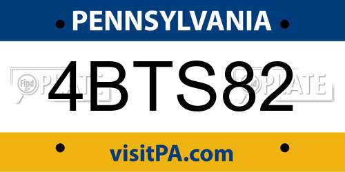 4BTS82 Pennsylvania License Plate