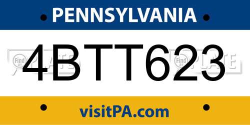 4BTT623 Pennsylvania License Plate