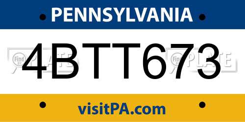 4BTT673 Pennsylvania License Plate
