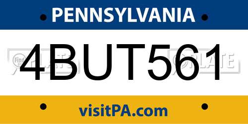 4BUT561 Pennsylvania License Plate