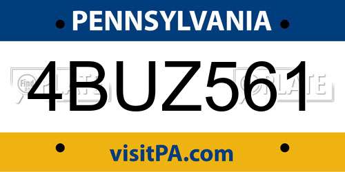 4BUZ561 Pennsylvania License Plate