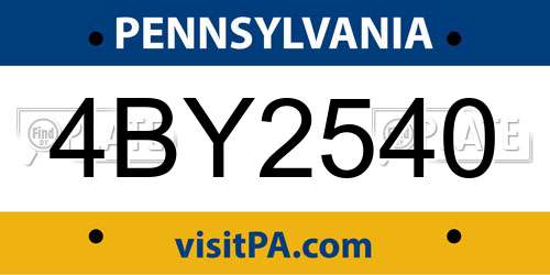 4BY2540 Pennsylvania License Plate