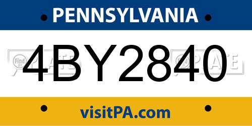 4BY2840 Pennsylvania License Plate