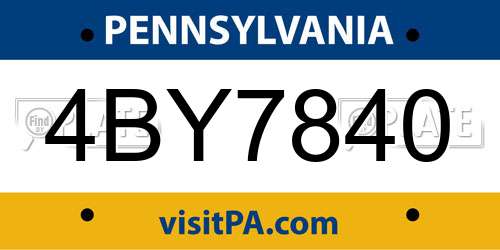 4BY7840 Pennsylvania License Plate