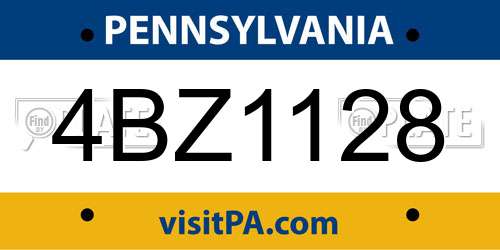 4BZ1128 Pennsylvania License Plate