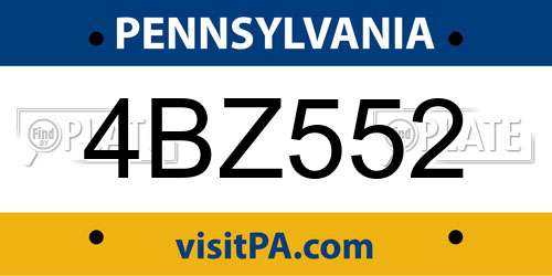 4BZ552 Pennsylvania License Plate