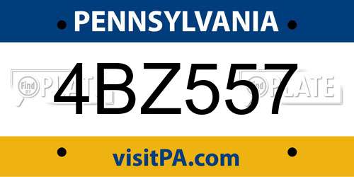 4BZ557 Pennsylvania License Plate
