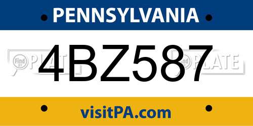 4BZ587 Pennsylvania License Plate