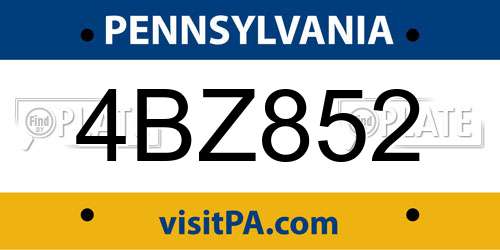4BZ852 Pennsylvania License Plate