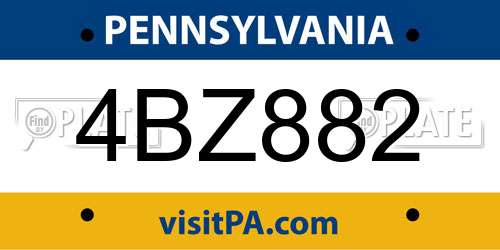 4BZ882 Pennsylvania License Plate