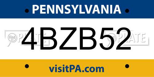 4BZB52 Pennsylvania License Plate