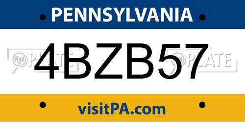 4BZB57 Pennsylvania License Plate