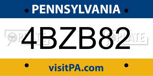 4BZB82 Pennsylvania License Plate