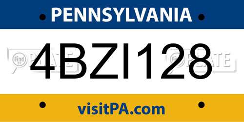 4BZI128 Pennsylvania License Plate