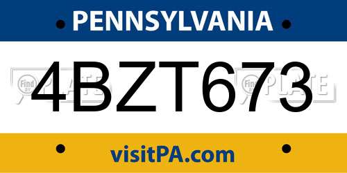 4BZT673 Pennsylvania License Plate