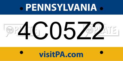 4C05Z2 Pennsylvania License Plate