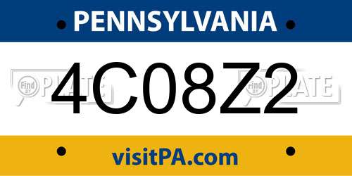 4C08Z2 Pennsylvania License Plate