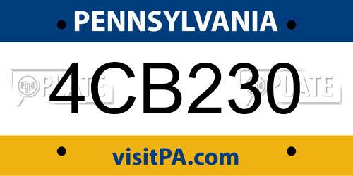 4CB230 Pennsylvania License Plate