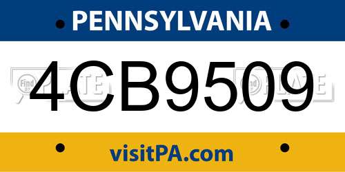 4CB9509 Pennsylvania License Plate