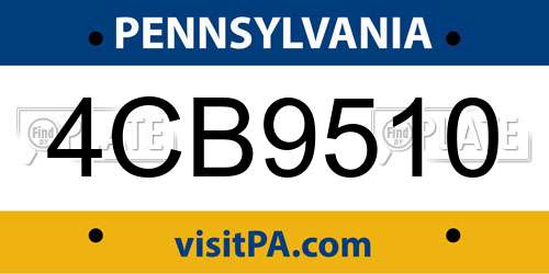 4CB9510 Pennsylvania License Plate