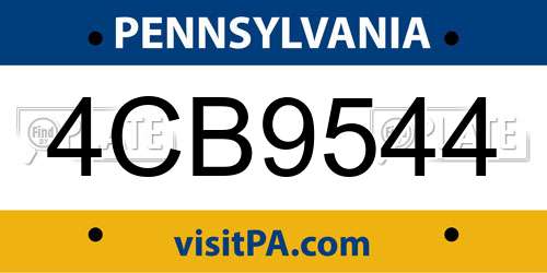 4CB9544 Pennsylvania License Plate