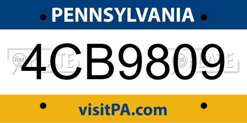 4CB9809 Pennsylvania License Plate
