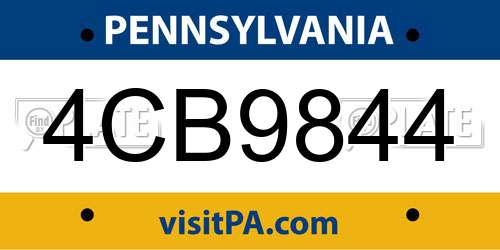 4CB9844 Pennsylvania License Plate