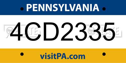 4CD2335 Pennsylvania License Plate