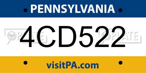 4CD522 Pennsylvania License Plate