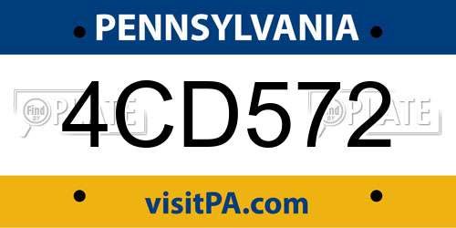 4CD572 Pennsylvania License Plate