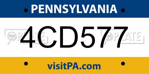4CD577 Pennsylvania License Plate