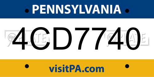 4CD7740 Pennsylvania License Plate