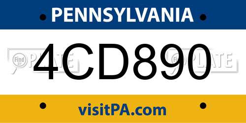 4CD890 Pennsylvania License Plate