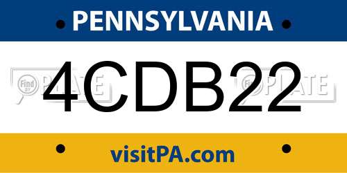 4CDB22 Pennsylvania License Plate
