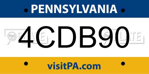 4CDB90 Pennsylvania License Plate