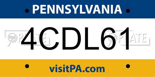4CDL61 Pennsylvania License Plate