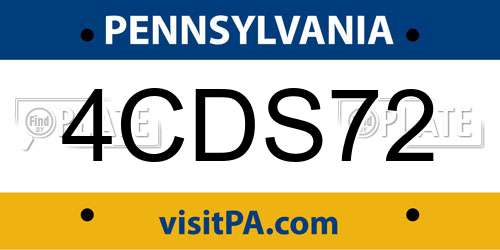 4CDS72 Pennsylvania License Plate