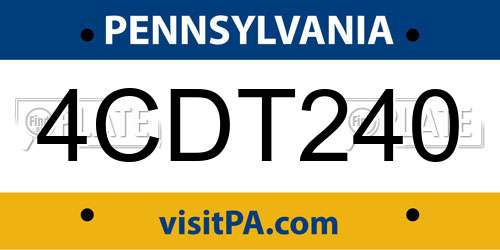 4CDT240 Pennsylvania License Plate