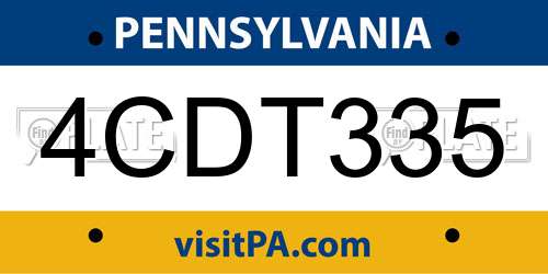 4CDT335 Pennsylvania License Plate