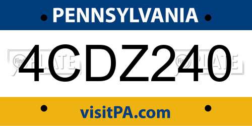 4CDZ240 Pennsylvania License Plate