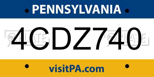 4CDZ740 Pennsylvania License Plate