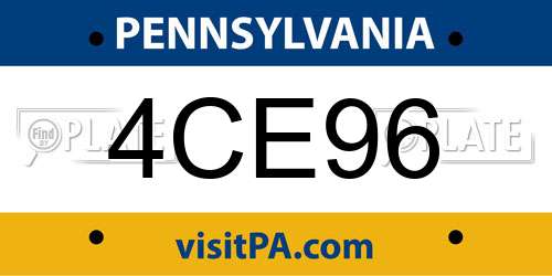 4CE96 Pennsylvania License Plate