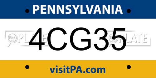 4CG35 Pennsylvania License Plate