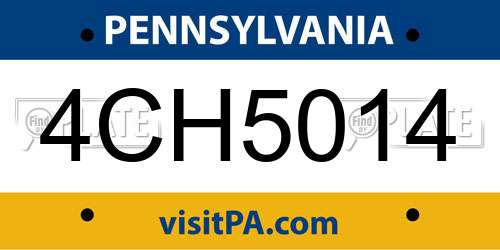 4CH5014 Pennsylvania License Plate