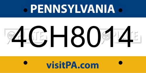 4CH8014 Pennsylvania License Plate