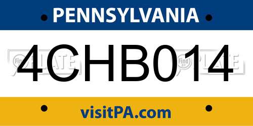 4CHB014 Pennsylvania License Plate