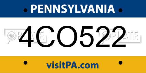 4CO522 Pennsylvania License Plate